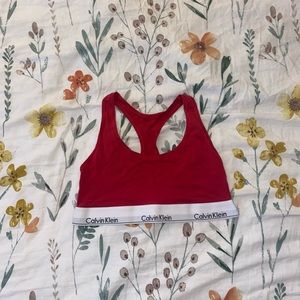 red calvin klein sports bra